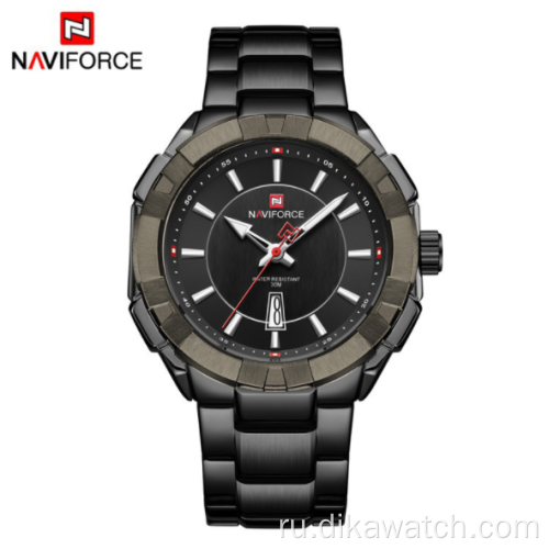 NAVIFORCE 9176 модные водонепроницаемые мужские часы со стальным ремешком кварцевые часы